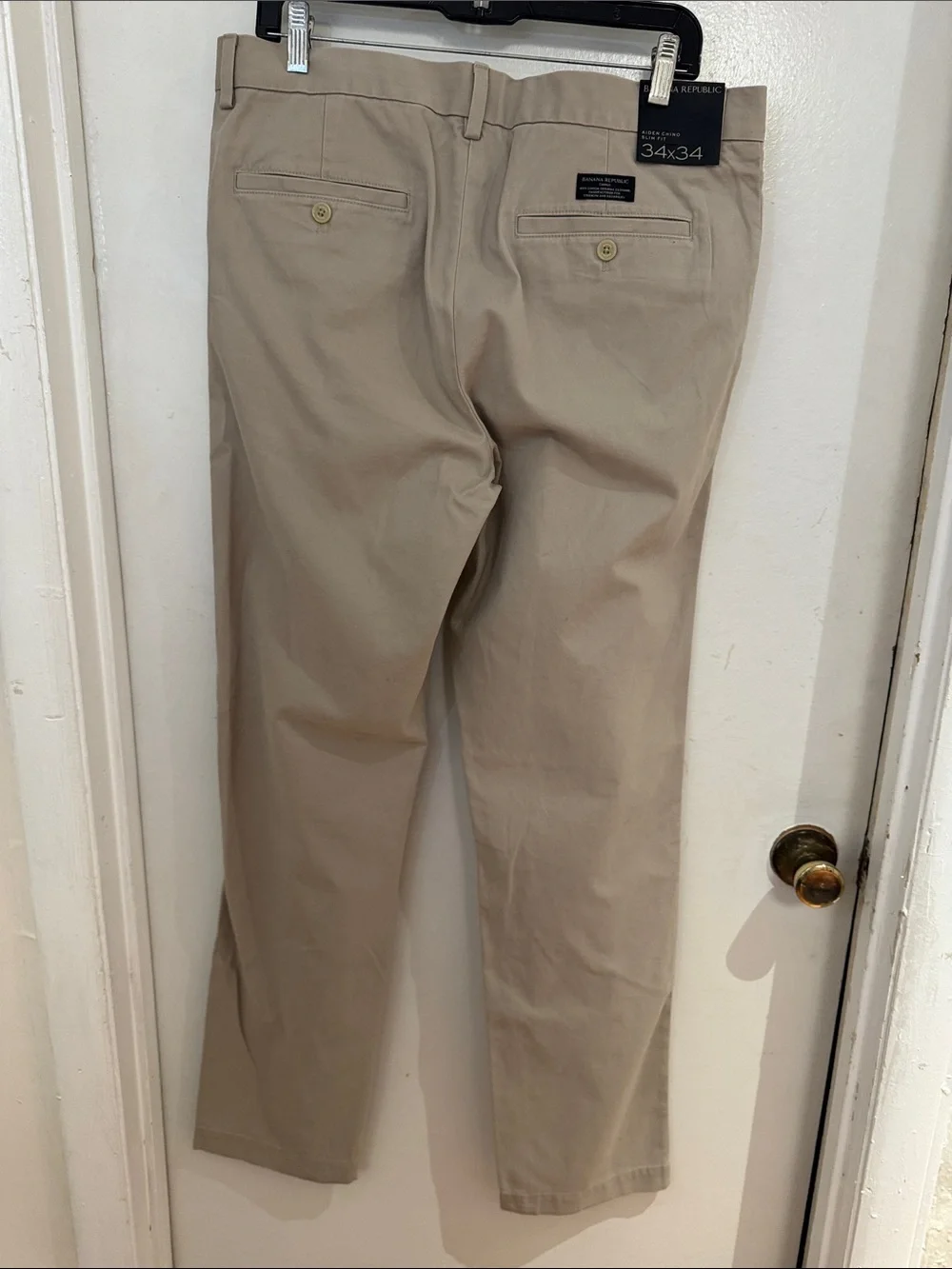 Banana Republic Men's Slim Fit Chino Pants in Khaki 100% Cotton